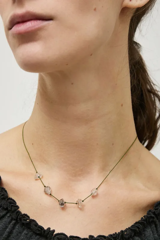 Berni Glacier Lake Necklace in Herkimer Diamond and Pine Silk sold by No. 6