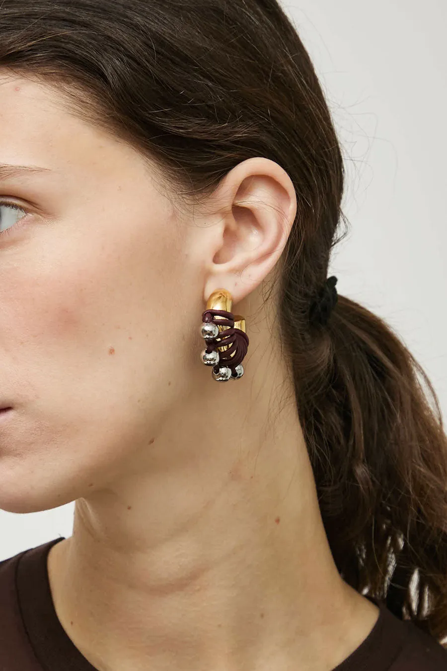 Kitesy Martin Studio La Chunky Earrings in Golden and Burgundy sold by No. 6