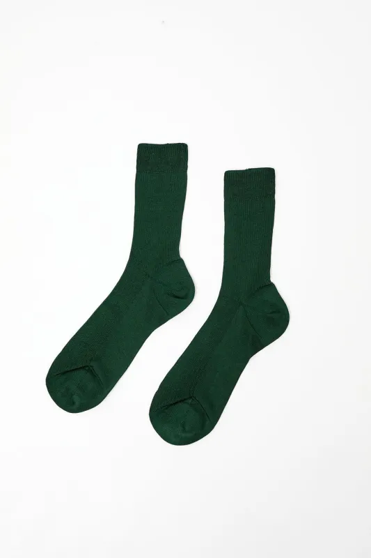 Maria La Rosa Silk Ribbed Ankle Socks in Cipresso sold by No. 6