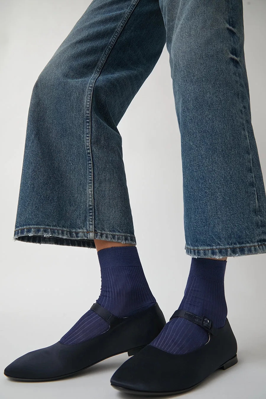Maria La Rosa Silk Ribbed Ankle Socks in Inchiostro sold by No. 6 product image thumbnail 2