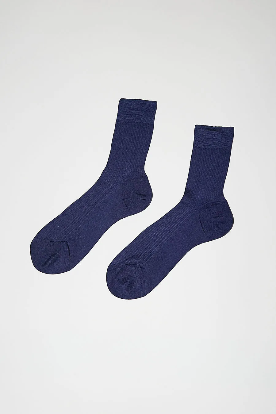 Maria La Rosa Silk Ribbed Ankle Socks in Inchiostro sold by No. 6 product image thumbnail 3
