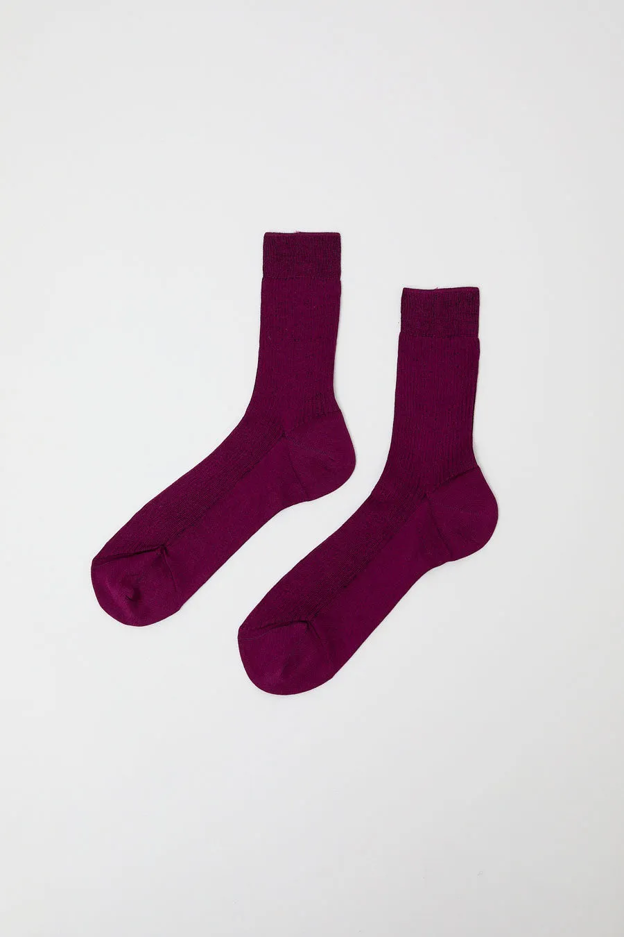 Maria La Rosa Silk Ribbed Ankle Socks in Susina sold by No. 6 product image thumbnail 2