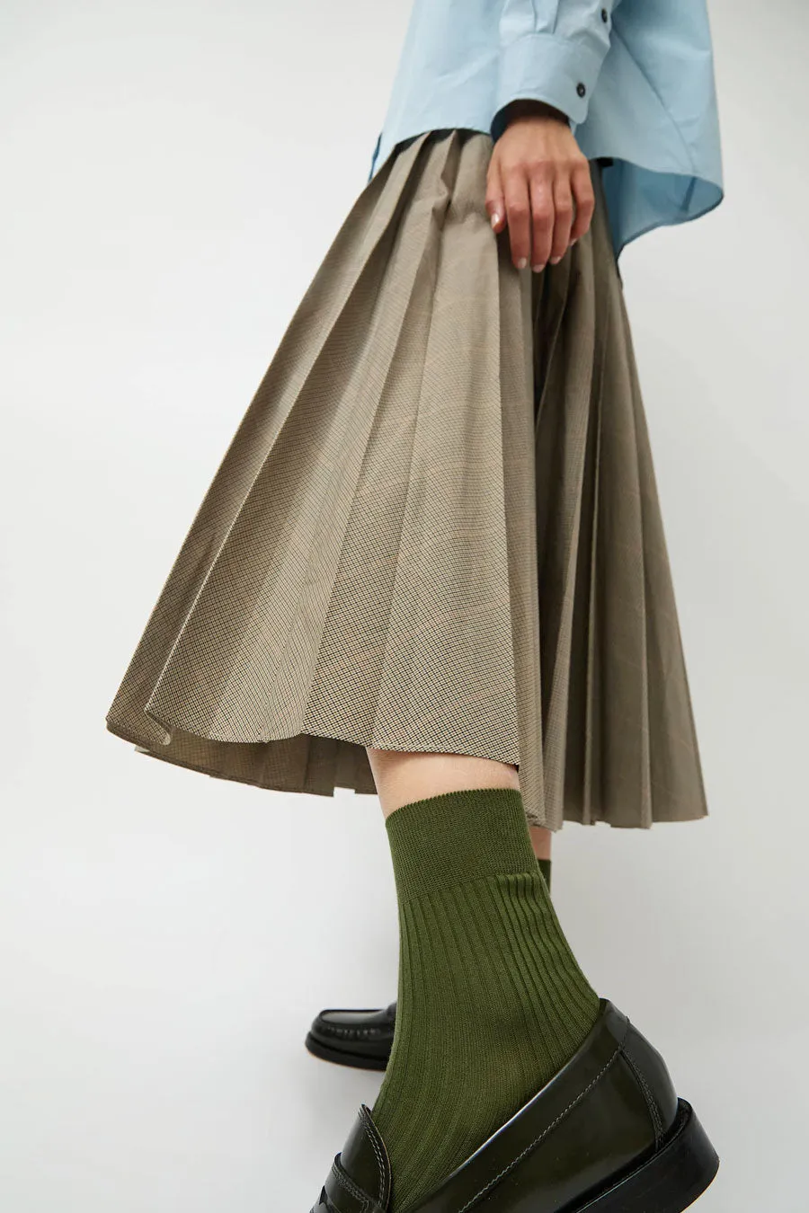 Maria La Rosa Ribbed Mid Calf Bio Cotton Socks in Khaki sold by No. 6 product image thumbnail 3