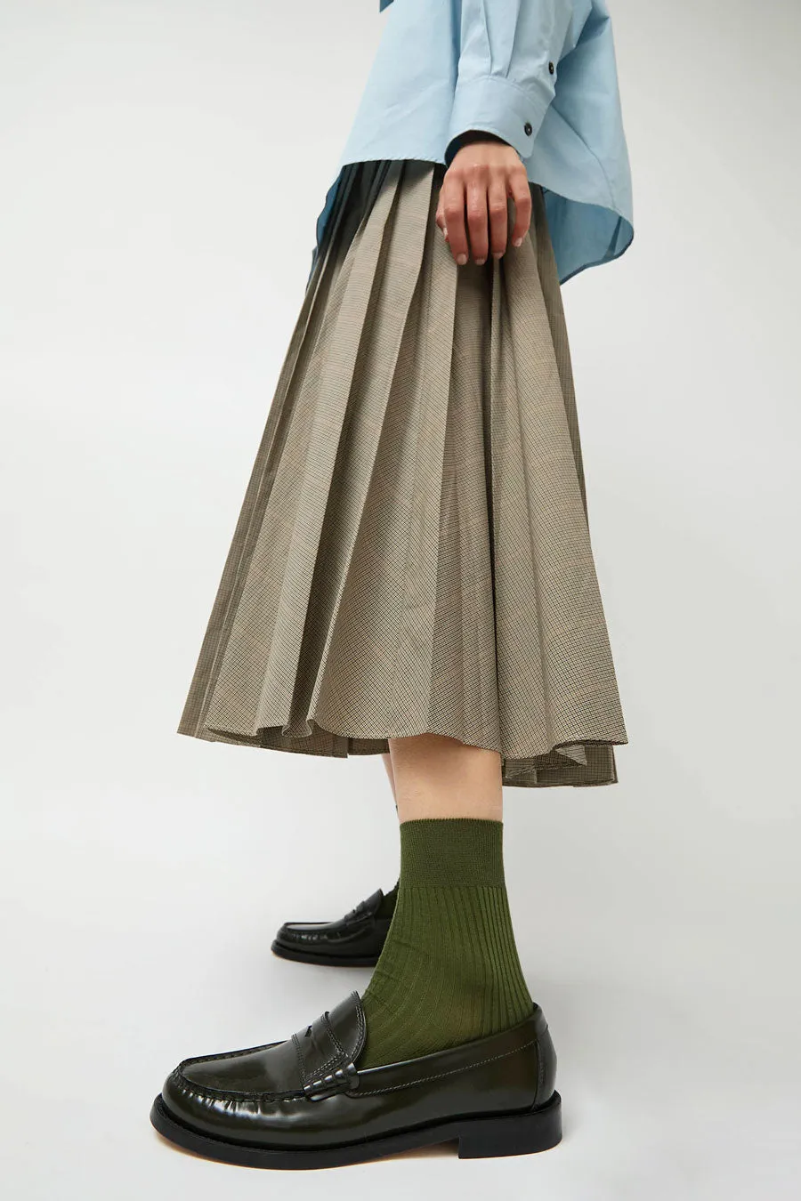 Maria La Rosa Ribbed Mid Calf Bio Cotton Socks in Khaki sold by No. 6