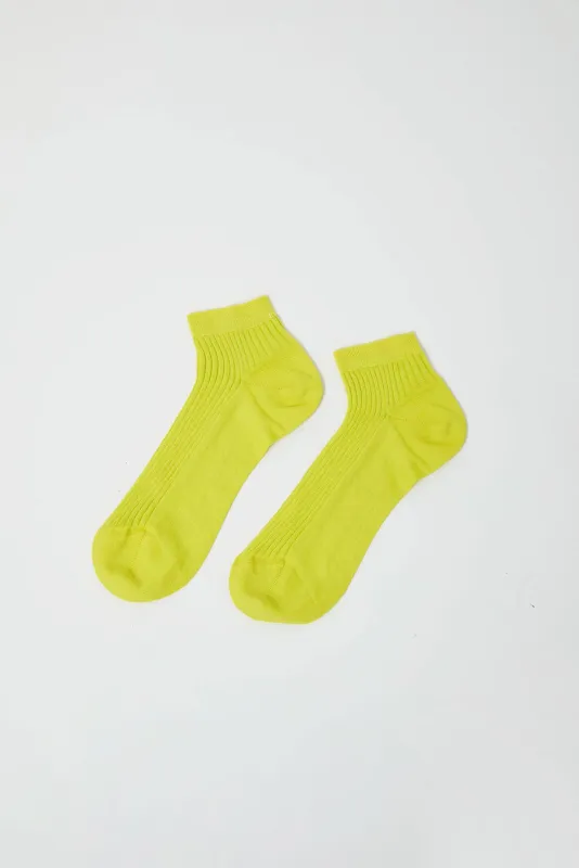 Maria La Rosa Ribbed Short Bio Cotton Socks in Lime sold by No. 6