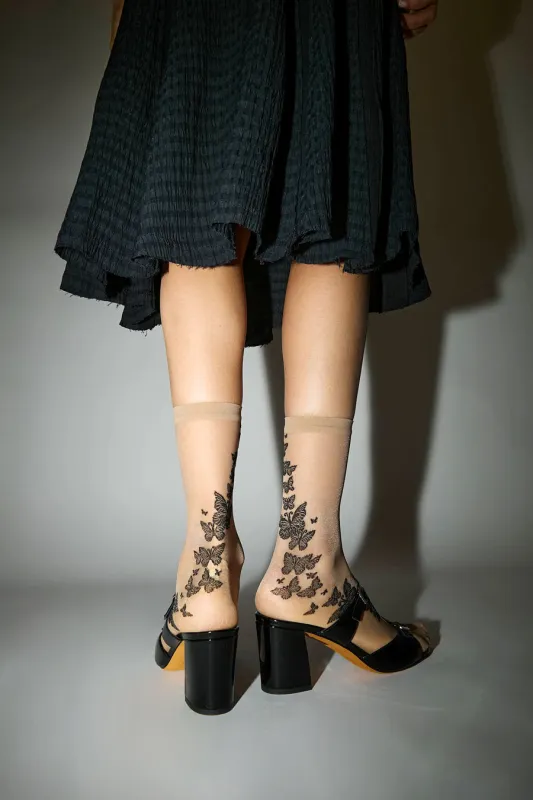 Maria La Rosa Garden Socks in Mocha made by Maria La Rosa