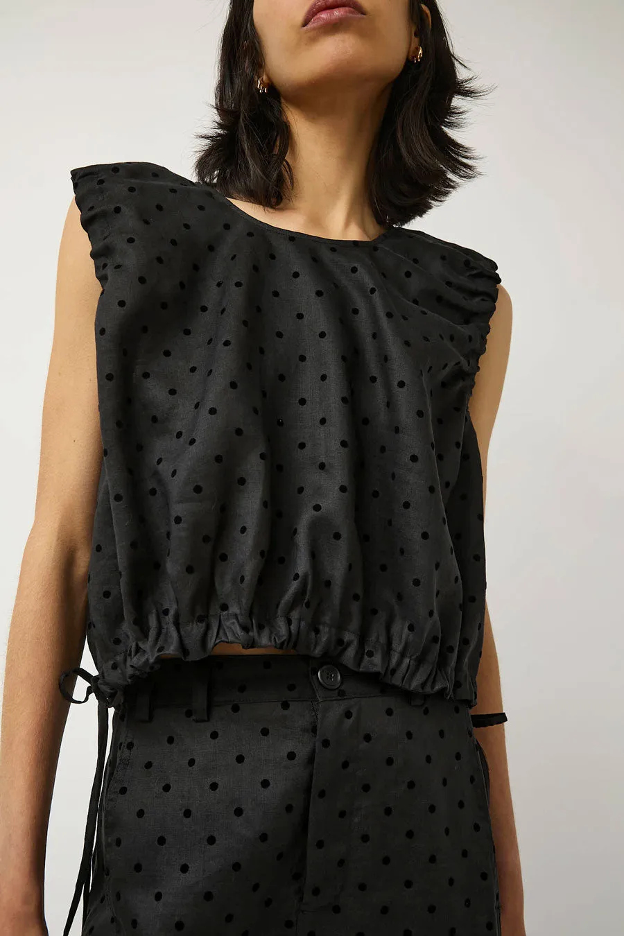 No.6 Anabel Top in Black Dot Linen sold by No. 6