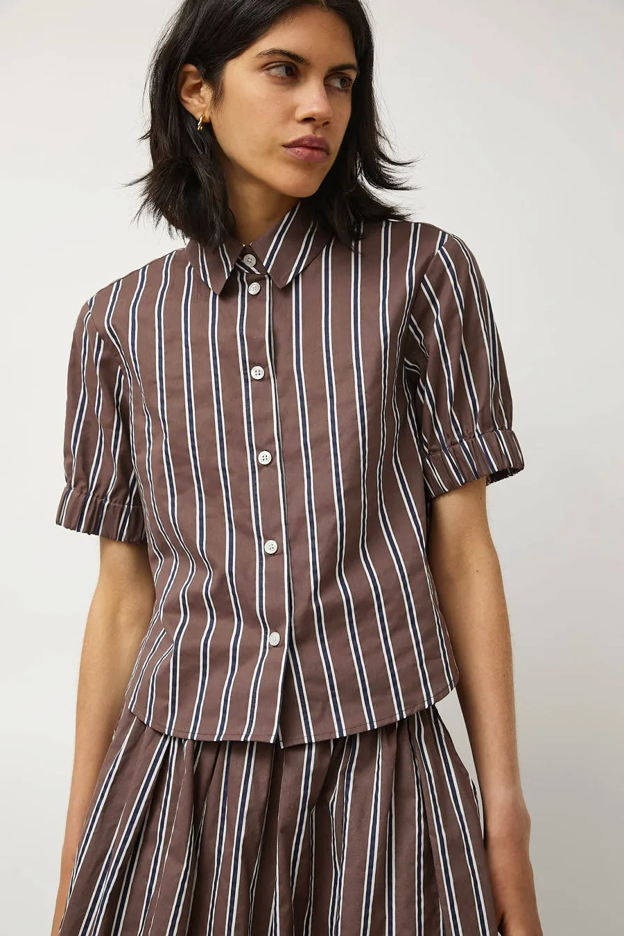 No.6 Chloe Top in Cambridge Brown Stripe sold by No. 6