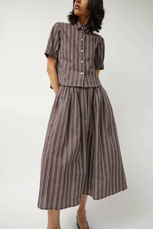 No.6 Mel Skirt in Cambridge Brown Stripe made by No. 6