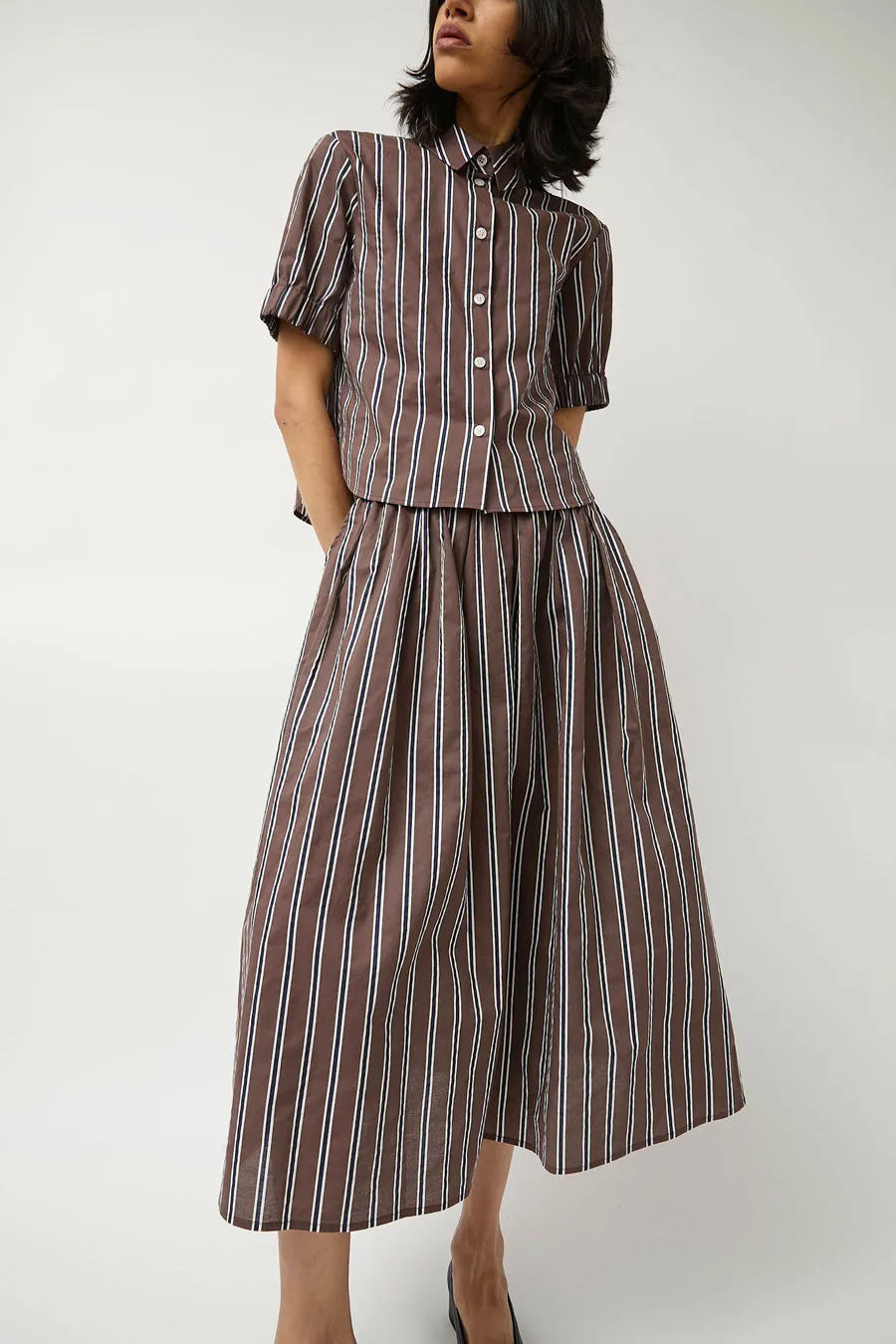 No.6 Mel Skirt in Cambridge Brown Stripe sold by No. 6
