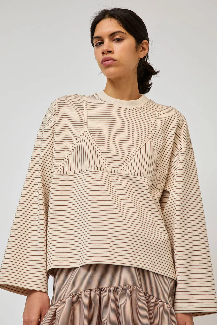 No.6 Olive Top in Tan and Cream Stripe sold by No. 6