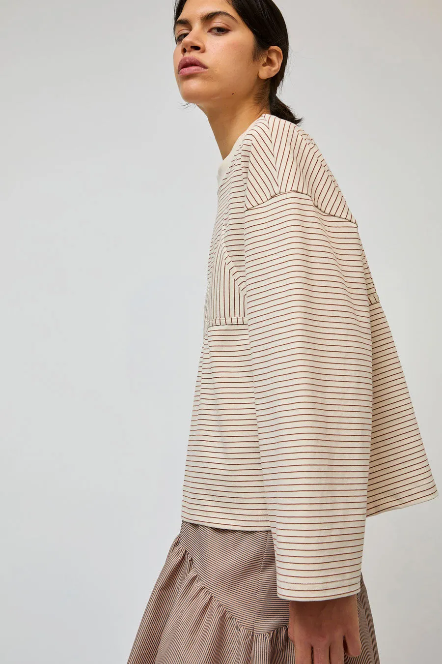 No.6 Olive Top in Tan and Cream Stripe sold by No. 6 product image thumbnail 2