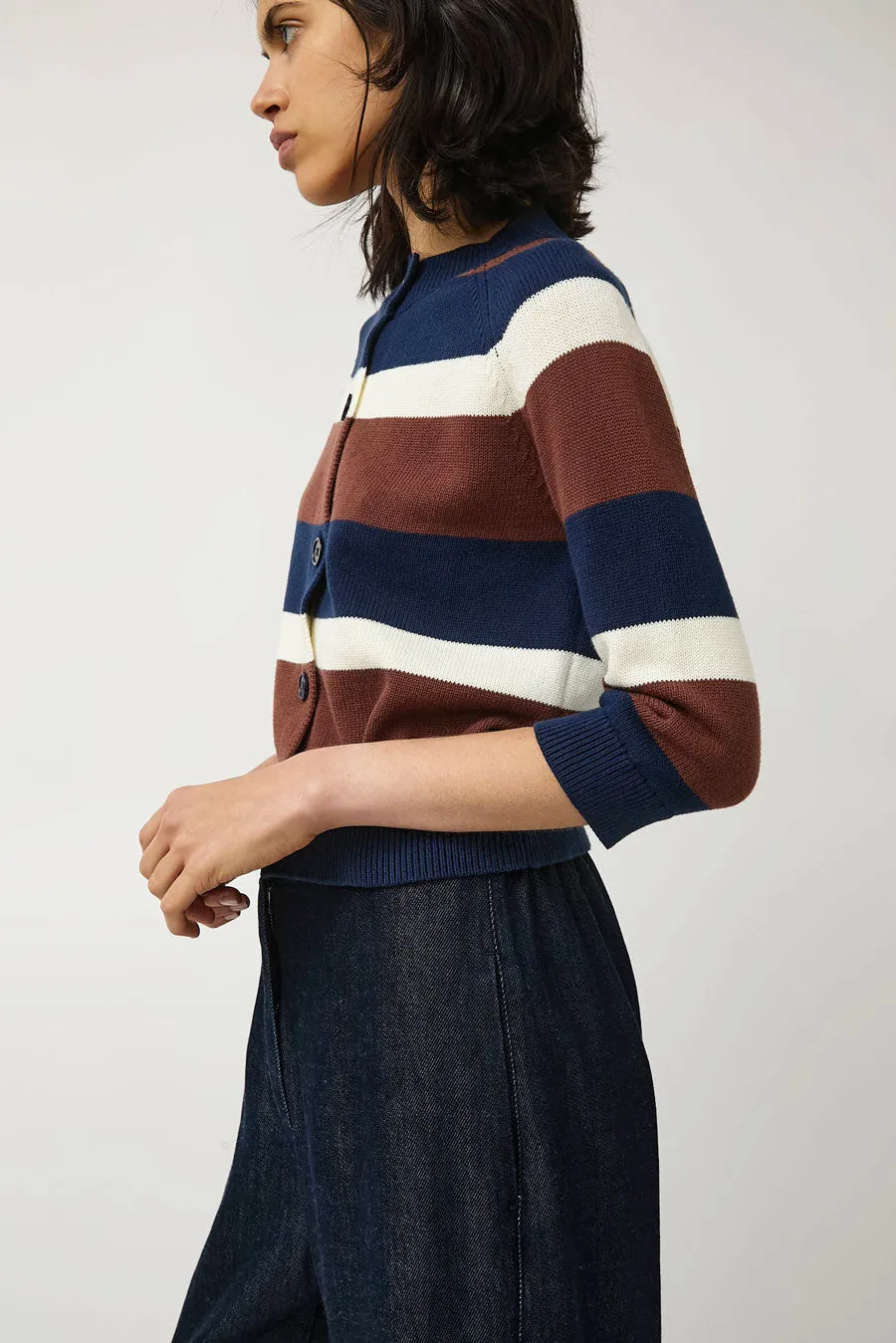 No.6 Colette Cardi in Navy and Brown Stripe sold by No. 6 product image thumbnail 2
