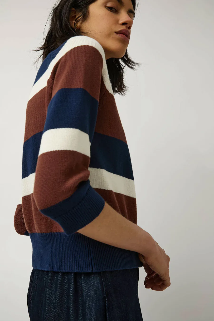 No.6 Colette Cardi in Navy and Brown Stripe sold by No. 6 product image thumbnail 4