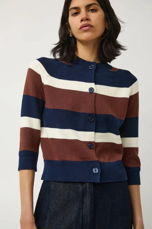 No.6 Colette Cardi in Navy and Brown Stripe made by No. 6