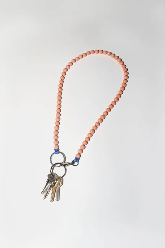 Ina Seifart Perlen Long Keyholder in Peach with Blue Thread made by No. 6