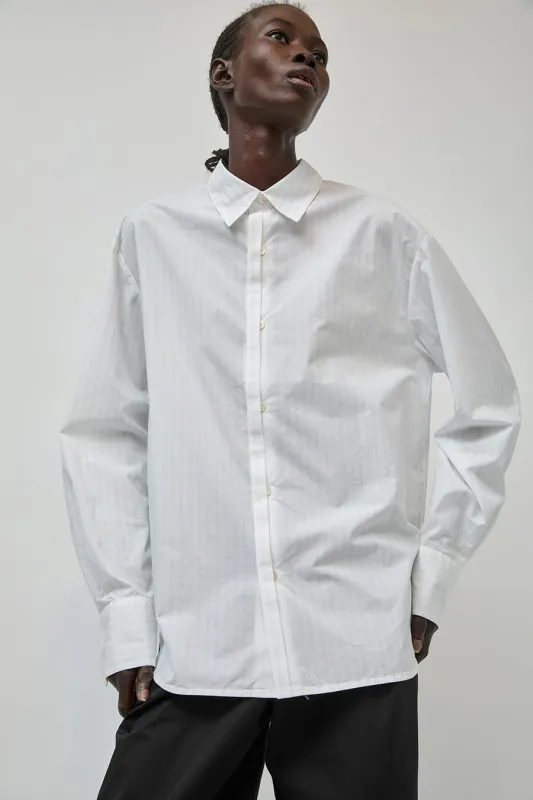 UMARMUNG Striped Cotton Poplin Shirts in Off White made by No. 6