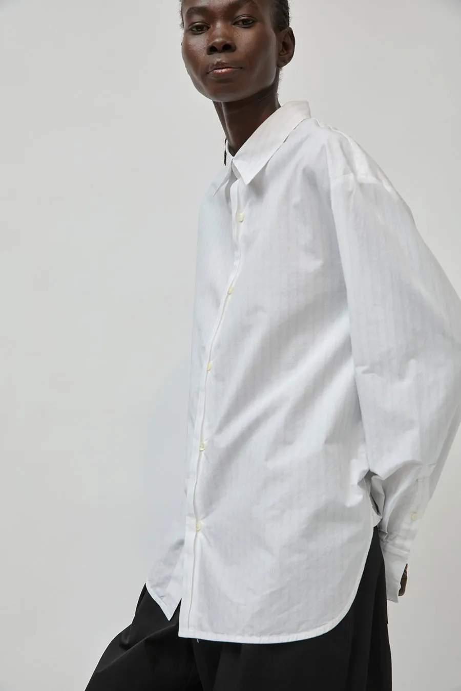 UMARMUNG Striped Cotton Poplin Shirts in Off White sold by No. 6 product image thumbnail 4