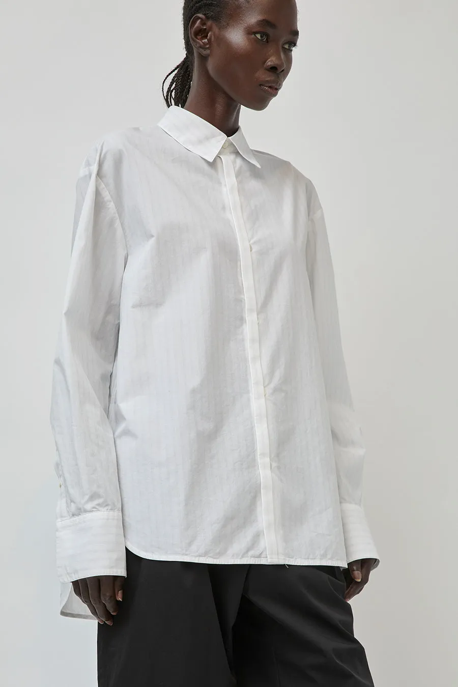 UMARMUNG Striped Cotton Poplin Shirts in Off White sold by No. 6 product image thumbnail 3