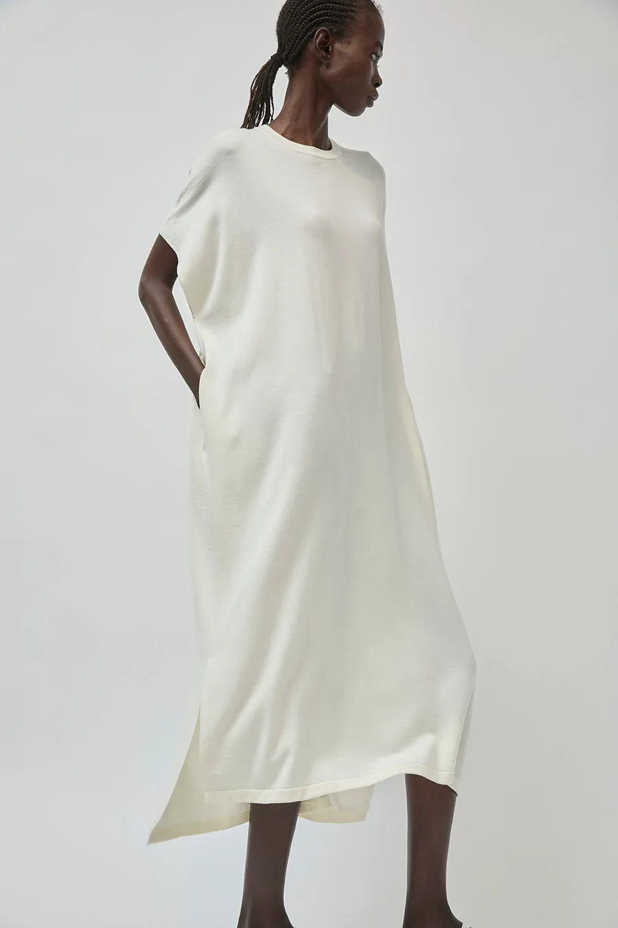 UMARMUNG Ultra Fine Merino Wool Drawstring Waist Dress in Ivory sold by No. 6 product image thumbnail 2