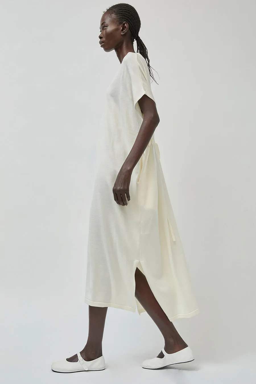 UMARMUNG Ultra Fine Merino Wool Drawstring Waist Dress in Ivory sold by No. 6 product image thumbnail 5