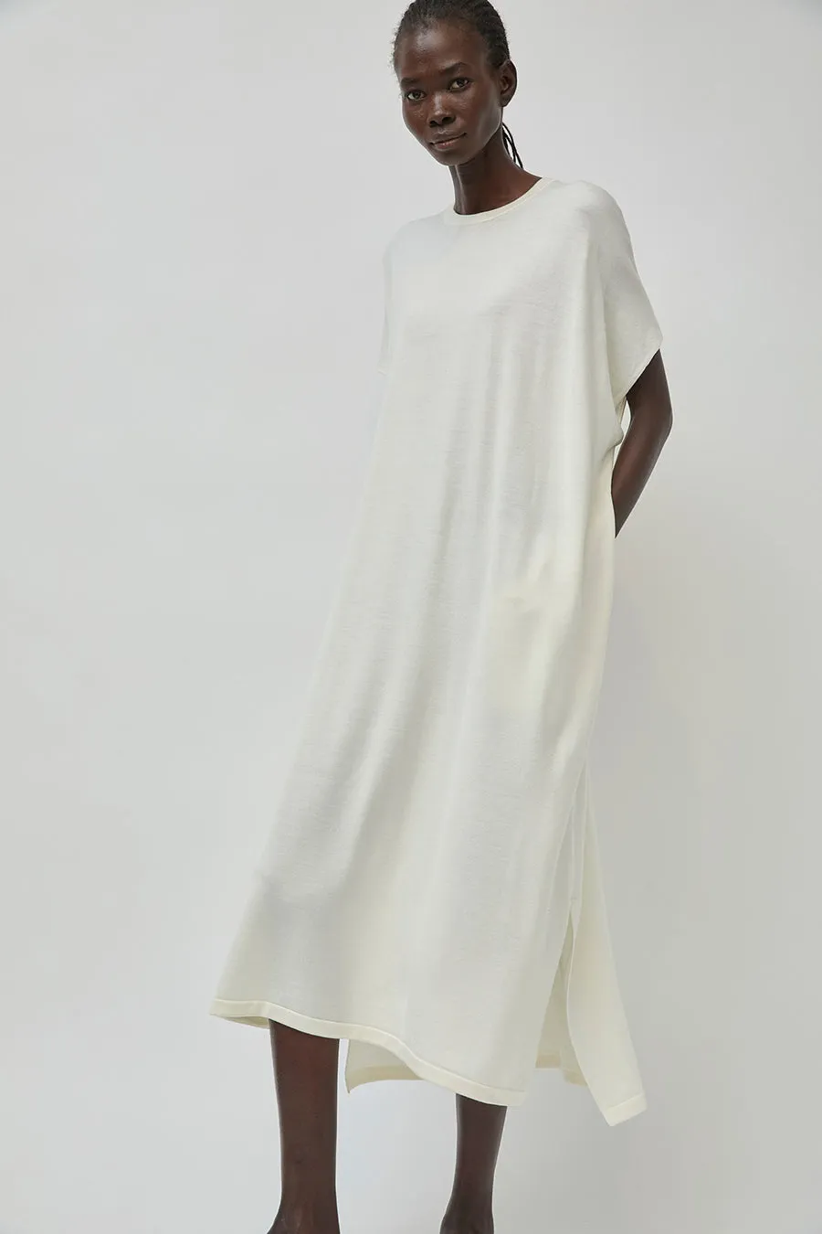 UMARMUNG Ultra Fine Merino Wool Drawstring Waist Dress in Ivory sold by No. 6 product image thumbnail 3