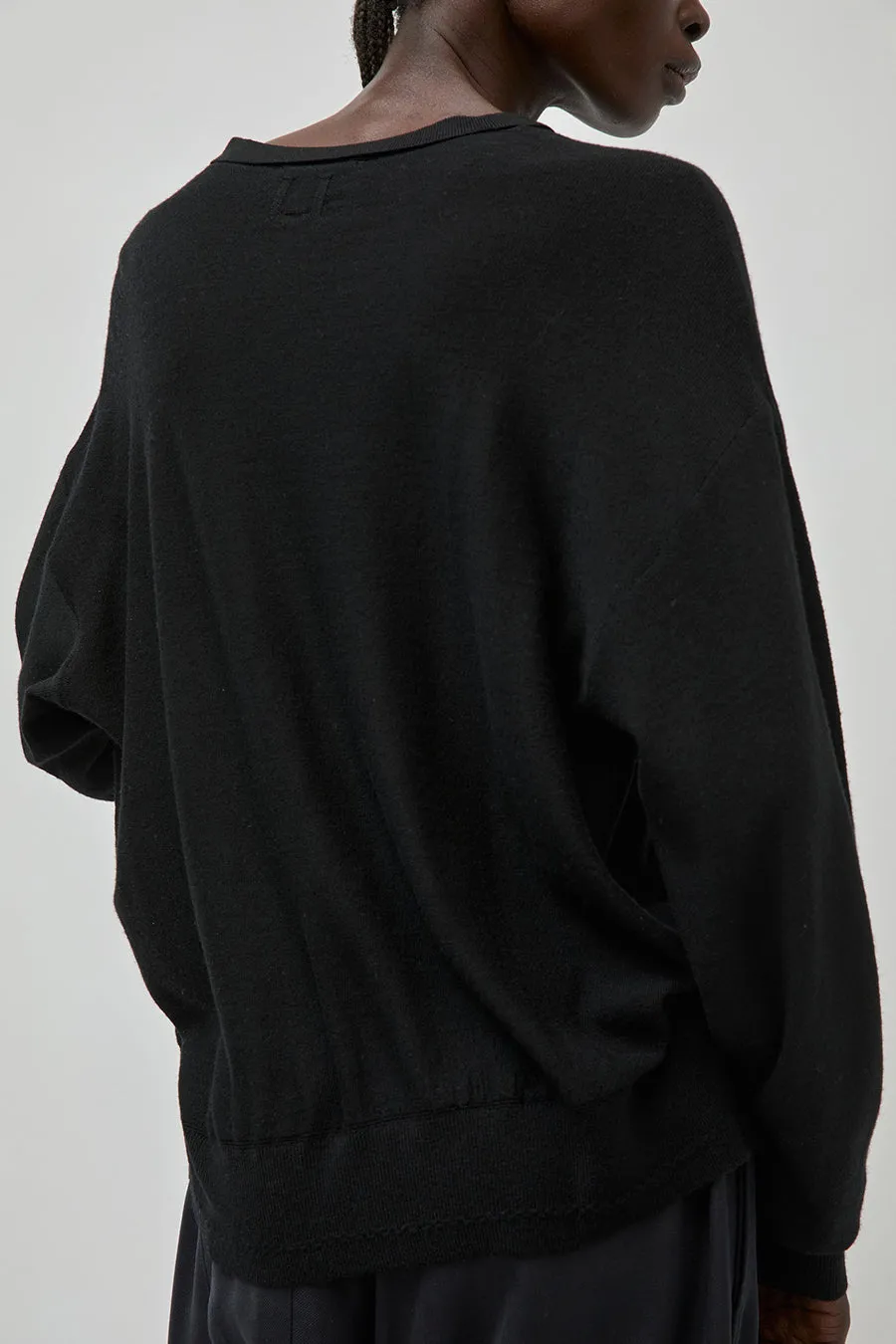 UMARMUNG Extra Fine Merino Wool V Neck Pullover in Black sold by No. 6 product image thumbnail 5