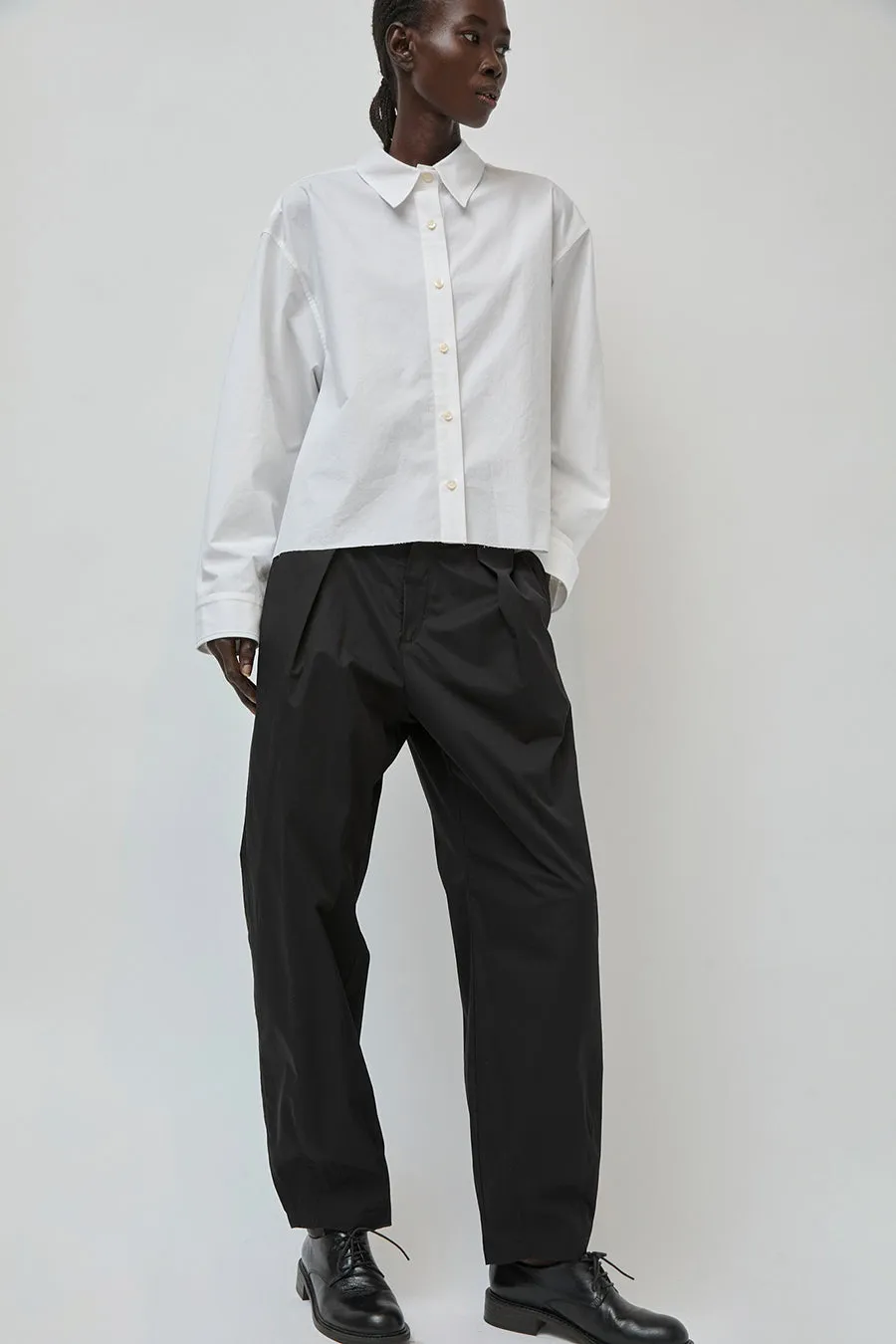 UMARMUNG Extra Long Staple Cotton Oval Silhouette Pants in Black sold by No. 6