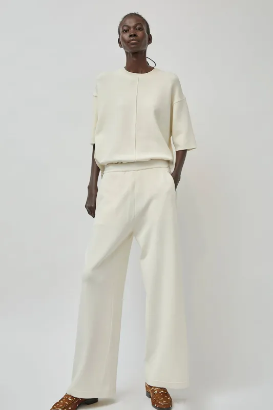 UMARMUNG Center Lined Wide Fit Pants in Ivory sold by No. 6