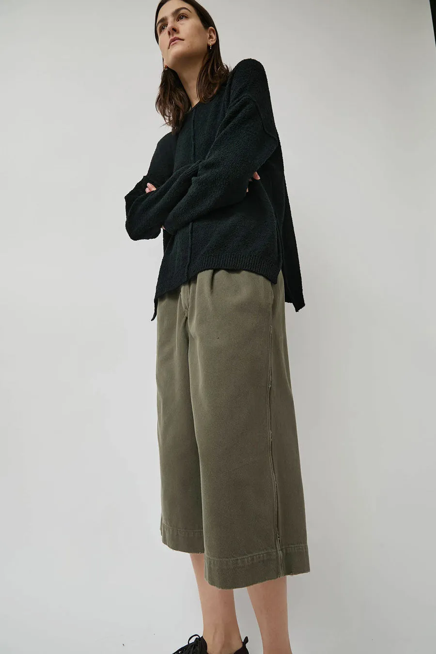 Lauren Manoogian Washed Crop Trouser in Fatigue sold by No. 6