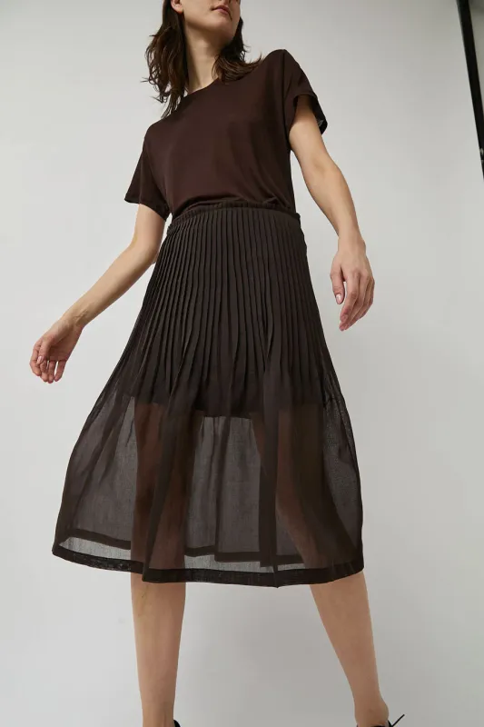 Amomento Pleated Midi Skirt in Brown sold by No. 6