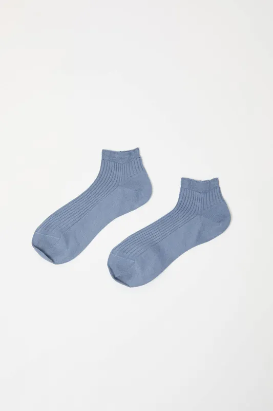 Maria La Rosa Ribbed Short Bio Cotton Socks in Acciaio made by Maria La Rosa