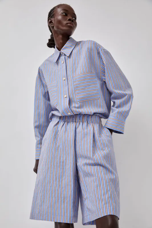 No.6 Polo Short in Oxford Stripe made by No. 6