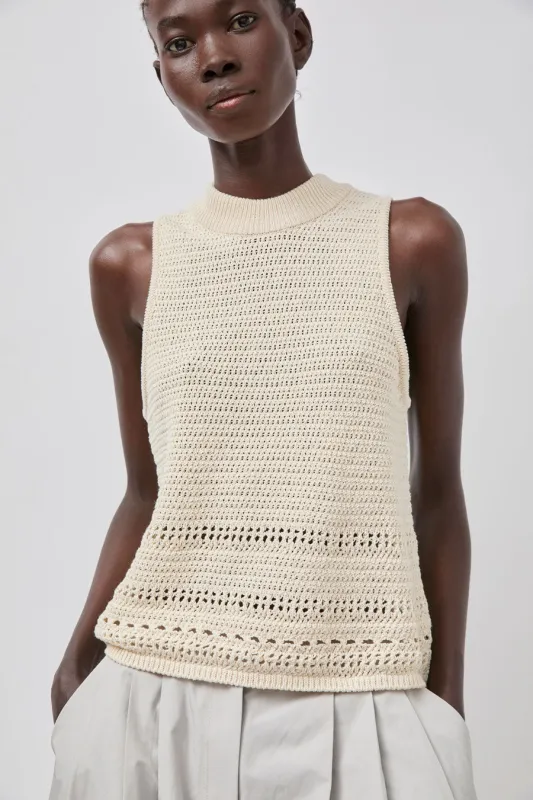 Amomento Crochet Knit Vest in Beige made by Amomento