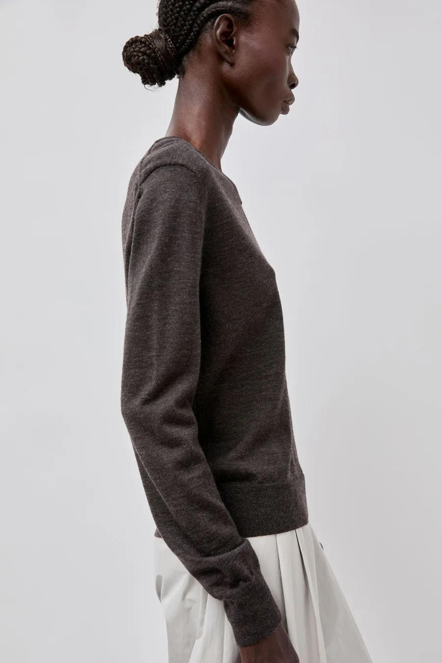Amomento Wool V Neck Knit in Charcoal sold by No. 6 product image thumbnail 2