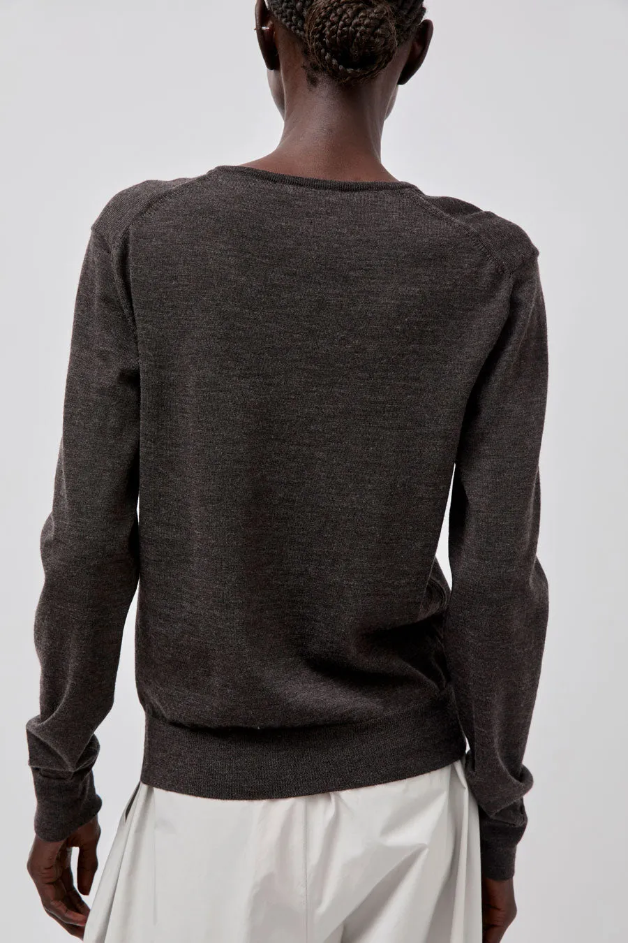 Amomento Wool V Neck Knit in Charcoal sold by No. 6 product image thumbnail 4