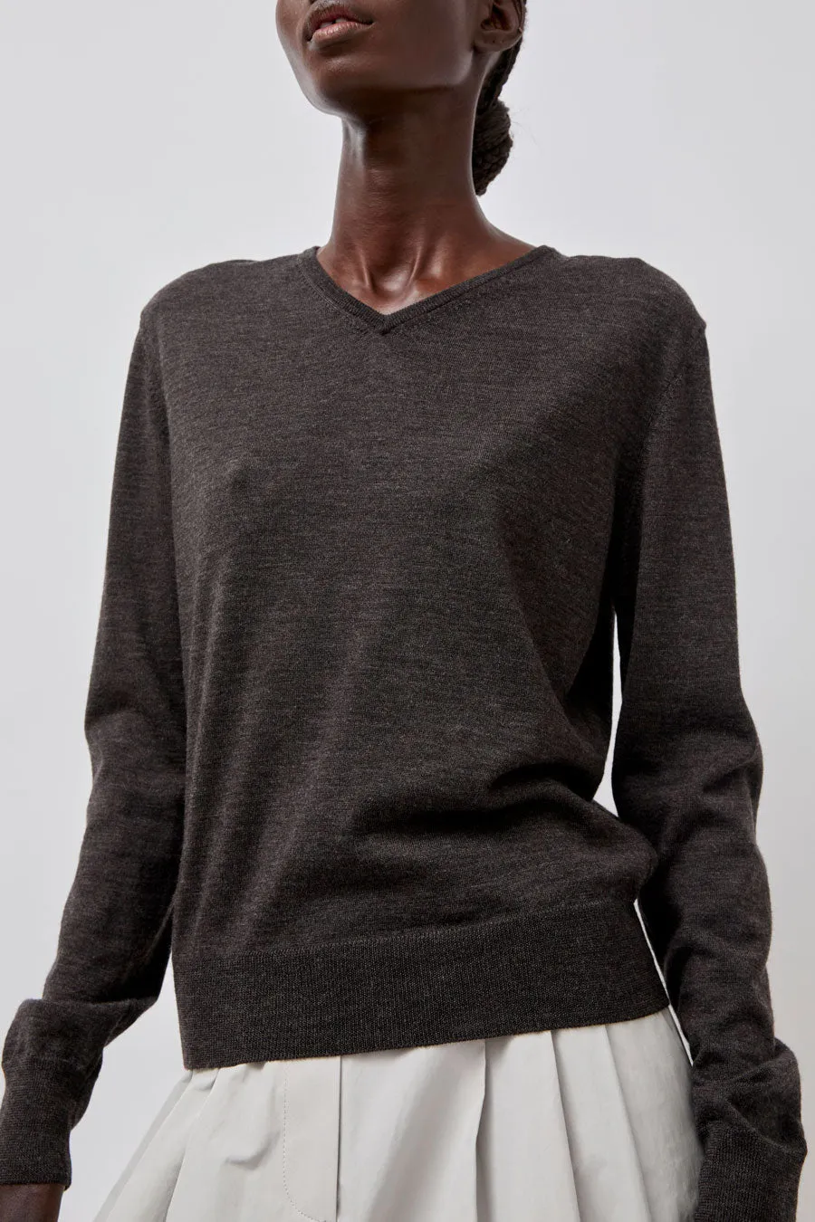 Amomento Wool V Neck Knit in Charcoal sold by No. 6 product image thumbnail 3