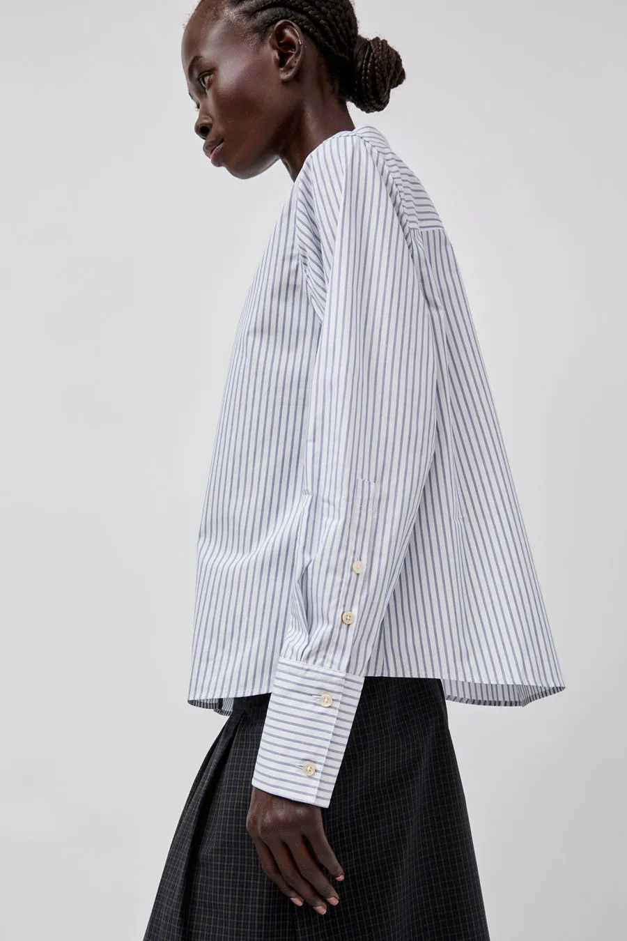 Rue De Tokyo Sylina Striped Shirting in Navy Triple Stripe sold by No. 6 product image thumbnail 2