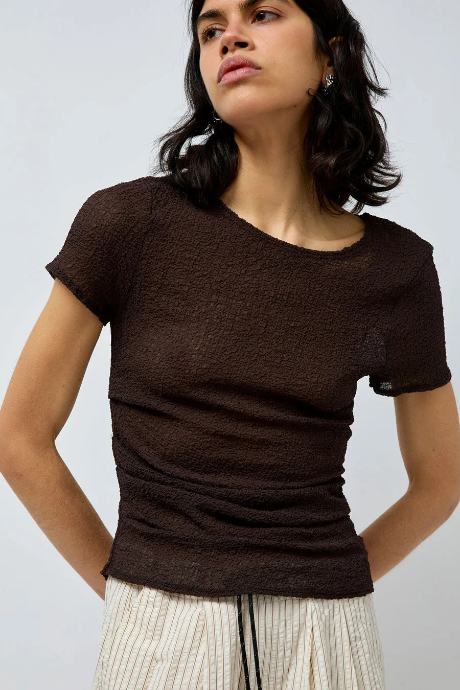 KKCo Gauze Rucked Tee in Brown sold by No. 6 product image thumbnail 3