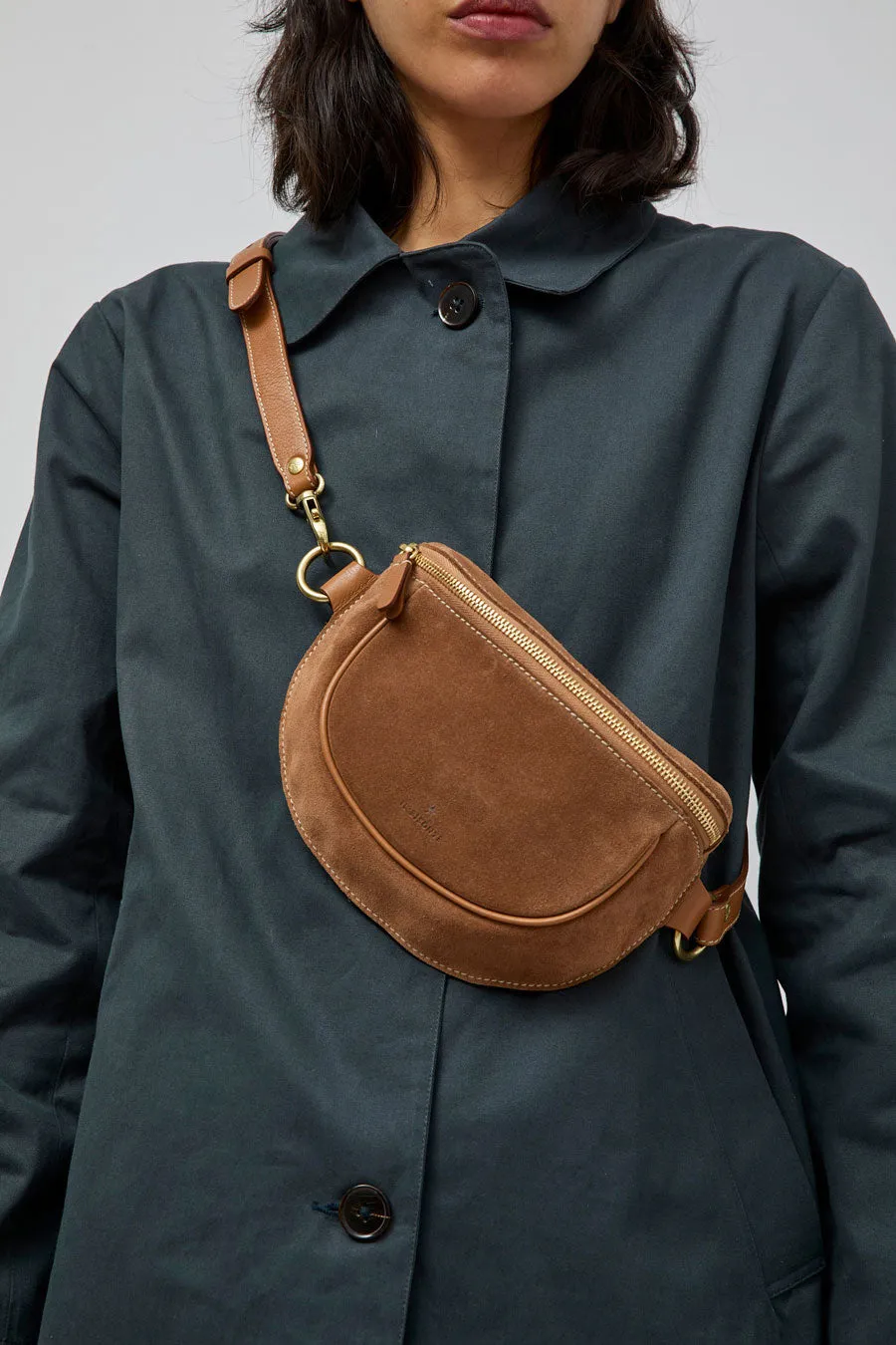 Il Bisonte Oliveta Belt Bag in Gianduia Suede sold by No. 6