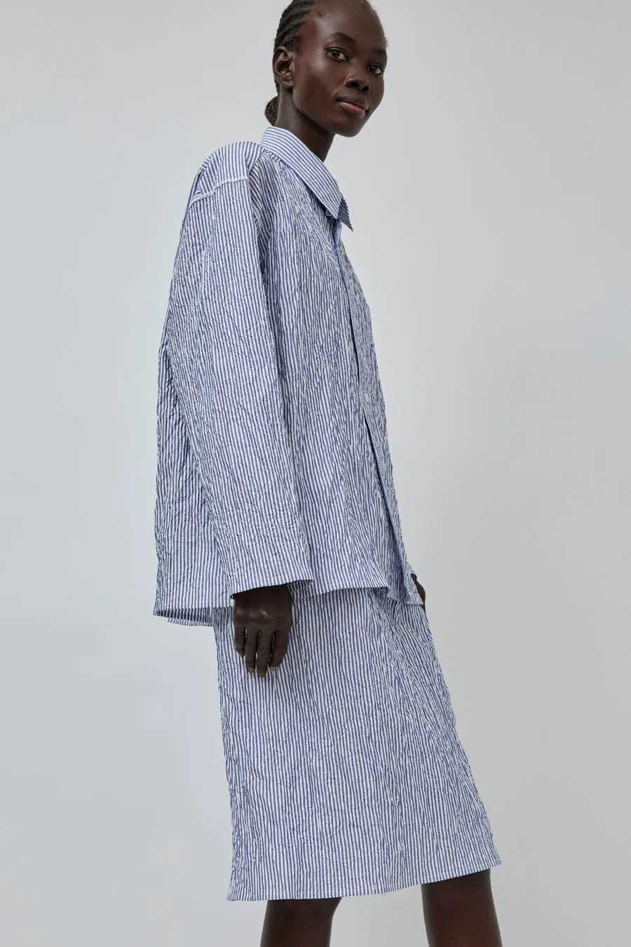 Vladimir Karaleev Basic Skirt in Blue Stripe sold by No. 6 product image thumbnail 4