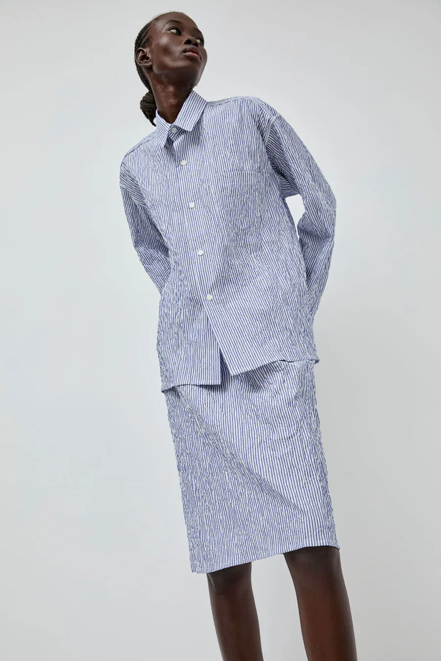 Vladimir Karaleev Basic Skirt in Blue Stripe sold by No. 6 product image thumbnail 5