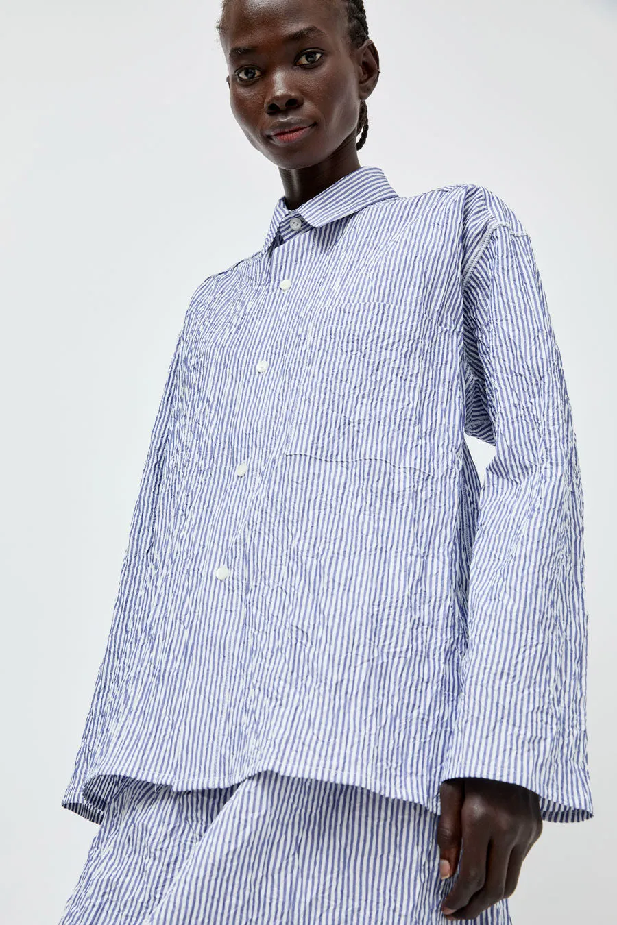 Vladimir Karaleev Shirt in Blue Stripe sold by No. 6