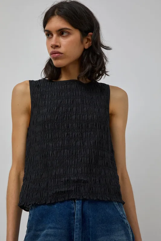 M Patmos Moore Smocked Top in Black made by No. 6