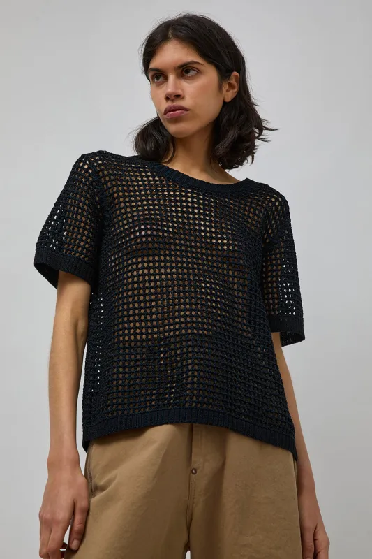 M Patmos Jacob Mesh Tee in Black and Navy made by No. 6