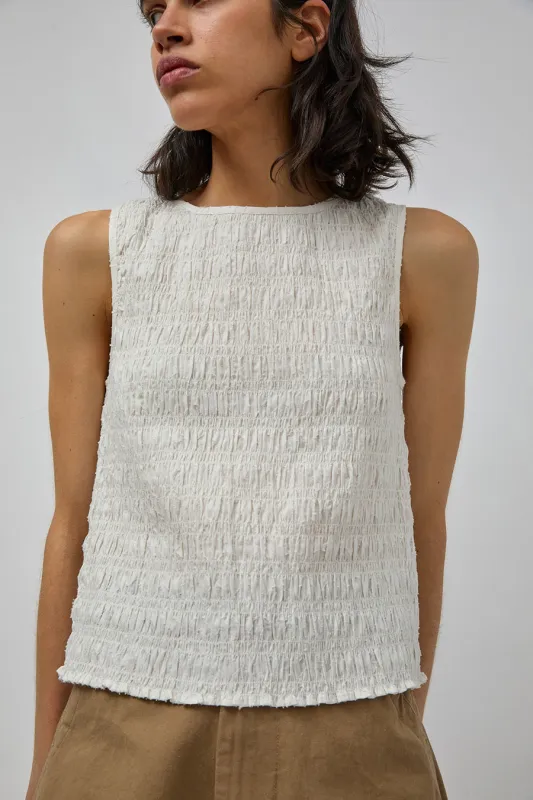 M Patmos Moore Smocked Top in Ivory Jacquard made by No. 6