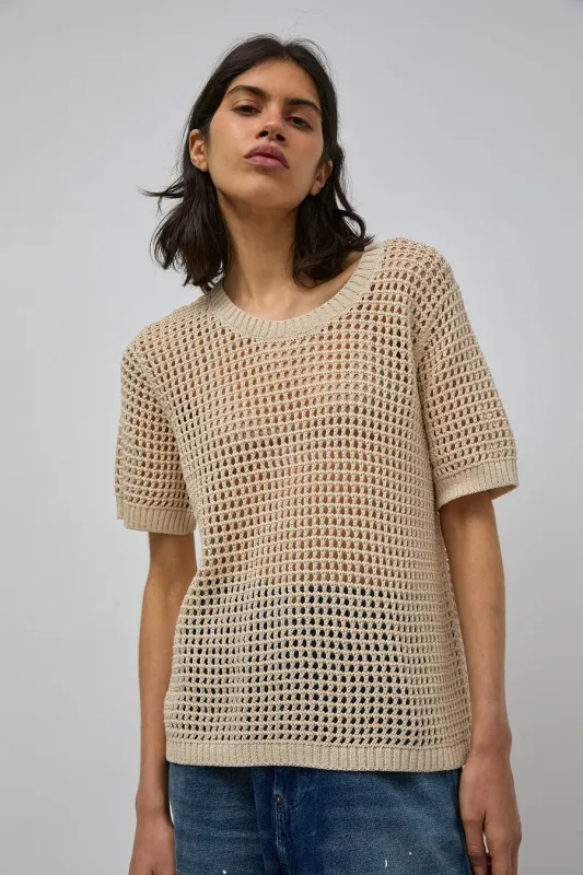 M Patmos Jacob Mesh Tee in Ivory made by No. 6