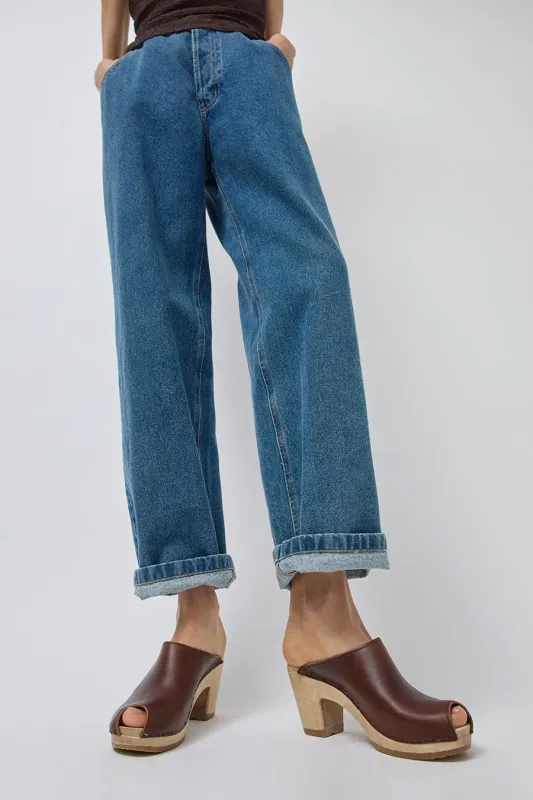 No.6 Peep Toe Mule Clog on High Heel in Chestnut made by No. 6