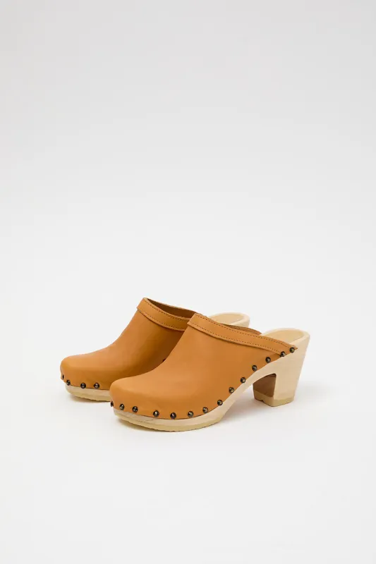 No.6 Old School Studded Clog on High Heel in Sunflower sold by No. 6