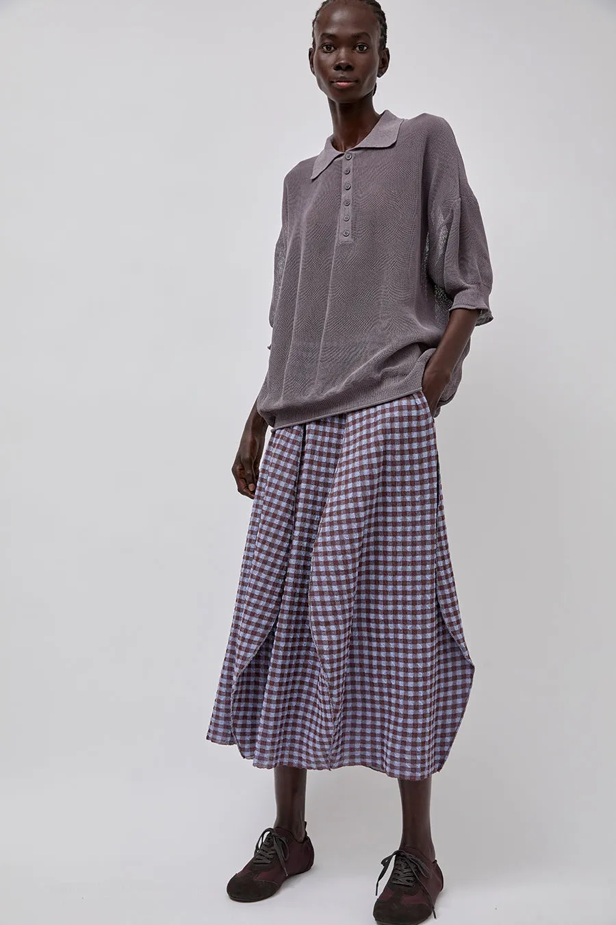 RUS Uovo Skirt in Salvia Blue and Dark Cherry sold by No. 6